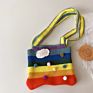 Kids Travel Handbag Messenger Bag Rainbow Bars and Clouds Wool Knitted Bag for Children