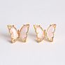 Korean Jewelry Color Transparent Glass Butterfly Earrings Needle Crystal Butterfly Stud Earrings