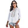 Lace Collar Stitching Blouse Women Spring Slim White Color Blouse Crop Short Tops Outerwear