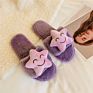 Ladies House Plush Slippers Anti-Slip Warm Flat Soft-Soled Slippers for Women