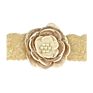 Large Flower Khaki Lace Baby Headband Pearl Soft Color Matching Elastic Hair Bands Newborn Girls Pearl Hair Accessories