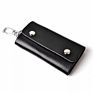 Leather Key Case Wallets Keychain Key Holder Ring with 6 Hooks Snap Closure