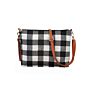 Leather Strap Monogrammed White Black Buffalo Plaid Crossbody Bag