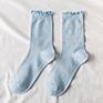 Leisure Long Crew Socks Women Cute Cotton Solid Lettuce Trim Socks