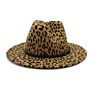 Leopard Jazz Wool Felt Fedora Hats Vintage Women Panama Hat