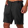 Linen Shorts Men Drawstring Casual Bermuda Shorts Colorful Plain Shorts for Men