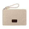 Logo Cotton Canvas Jute Makeup Cosmetic Zipper Pouch Bag Natural Jacquard Cotton Jute Fabric Organizer Bags for Phone