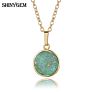 Long Chain round Shape Crystal Charm Costume Jewelry Druzy Stone Jewellery Pendant Necklace for Women and Girls