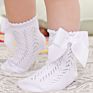 Lovely Baby Infant Girls Socks Kids Pure Color Pink Red Yellow Mesh Ruffle Socks Cute Bow Knot Short Socks