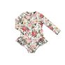 Lovely Ruffle Legs Baby Infants Toddlers Floral Swimsuits Zipper up Kids Swimwear for Girls Long Sleeve Little Girl Swim Suites