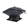 Luck Square Fire Pit and Bbq Grill Outdoor Firepit Brazier Stove Patio Heater-For Camping Picnics or Garden, Black