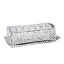 Luxury Embossed Designs Glass Butter Dish with Lid Butter Jar Gift Box Small Moq