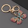 Luxury Gold Metal Alloy Insect Rhinestone Butterfly Keychain Accessories for Women