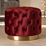 Luxury Italian Design Cute Tufted round Ottoman Bench Velvet Ottoman Stool