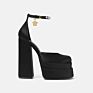 Luxury Satin Pumps Women Bold Block Heel Shoes Double Platform High Heels