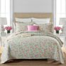 Luxury Vintage Wedding Blue Floral Reversible Patchwork 3 Pieces Cotton Queen Bedspread