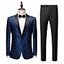 Men Tuxedos Floral Pattern Casual Blazer Suit Jacket Black Pants Wedding Suits for Man Party Prom Male Stage Slim Fit Costumes