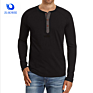 Men's Casual Slim Fit Long Sleeve Henley T-Shirts Cotton Shirts with Three Buttons