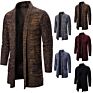 Men's Knit Long Cardigan Open Front Knitted Cape Sweater with Pocket