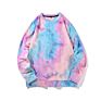 Mens round Collar Loose Casual Long Sleeve Hoodie Tie Dye Sweater