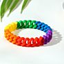 Men's Wristband Multi Color Rainbow Silicone Bracelet for Women Men Braided Chain Link Wristband