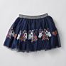 Metallic Rainbow Sequin Unicorn Hearts Navy Blue Girls Pleated Tutu Skirt