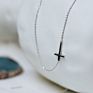 Micci Stainless Steel Jewelry 18K Gold Plated Inverted Sideways Simple Cross Pendant Necklace for Women