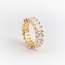Micci Tarnish Free Waterproof Luxury Women Jewelry Cz Rainbow Diamond 18K Gold Plated Stainless Steel Baguette Ring
