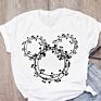 Mickey Cartoon Leopard Bow Short Sleeve Print Graphic T-Shirt Women's T-Shirt