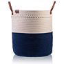 Mixed Color Decorative Tall Laundry Gift Organi Dog Toy Home Decor 100% Cotton Rope Basket Bin with Handle