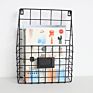 Modern Style Bookcase Wood Book Shelves Vintage Black and White Mesh Wall Mounted Metal Magazine Rack File Holder