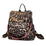 Monogrammed Wide Strap Backpack Leopard Pu Leather Backpack for Women