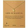 Most Popular Lucky Wishes Card Gold Plated Elephant/Dragonfly Pendant Jewelry Pendant Collarbone Chain Necklaces