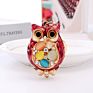 Muyang Products Popular Cute Owl Keychain Pendant Rhinestone Alloy Car Keychain Opal Jewelry Key Ring for Women's Handbags