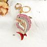 Muyang Style Multiple Diamond Dolphin Shape Keychain Colorful Alloy Kids Keychain Rose Gold Keyring for Gift