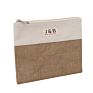 Natural Jute Canvas Flat Zipper Pouch Reusable Hemp Burlap Cosmetic Gift Bag with Logo