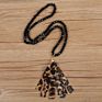 Necklace Jewelry Women Crystal Bead with Cloth Leopard Cow Print Tassels Crystal Beads Necklace