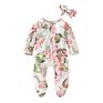 Newborn Infant Toddler Clothing Girls Long Sleeve Floral Ruffle Footie Sleeper Romper Baby Footed Pajamas