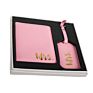 Newest Design Make Your Own Logo Pu Leather Pink Passport Holder and Pink Luggage Tag Gift Set