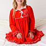 Nightgown Red Monogram Nightie Ruffle Gown Dress Children's Kids Matching Christmas Pajamas for Family