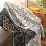 Nordic Style White and Black Woven Throw Knitted Blanket For
