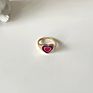 Nuoro Y2K Double Layer Colorful Enamel Heart Finger Ring for Women Charms Party Jewelry Gifts Chunky Rings