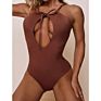 One Piece Swimwear Solid Color Swimsuits Front Cut Out Bikini High Elasticity Fabric Tight Swimming Suits