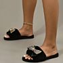 Oversized Bows Decorated Women's Flat Plush Sandals and Slippers