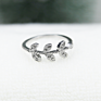 Personality Plant Platinum Plated Genuine Stone Jewelry Silver Crystal Zircon Olive Leaf Rings