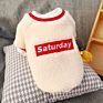 Pet Dog Clothes English Saturday Embroidery Velvet Dog Clothes