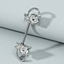 Piercing Style Breast Ring Cat Diamond-Studded Breast Nail Medical Stainless Steel Piercing Jewelry Silver