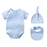 Plain Color Newborn Clothing Set 100% Cotton Kimono Baby Romper Sets Side Open Infant Bodysuit