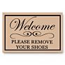 Please Remove Your Shoes Brown Black Text Home Welcome Door Mat