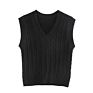 Preppy Style V Neck Knitted Sleeveless Sweater Women Casual Solid Color Twist Vest